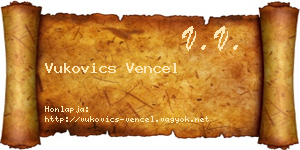 Vukovics Vencel névjegykártya